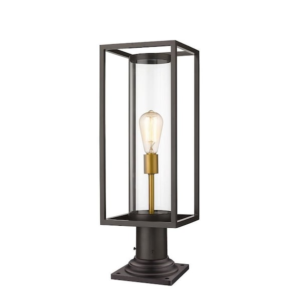Z-Lite Dunbroch 1 Light Outdoor Pier Mounted Fixture, Deep Bronze + Outdoor Brass & Clear 584PHMR-533PM-DBZ - main